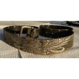 Men's Distressed Leather Belt with Studs